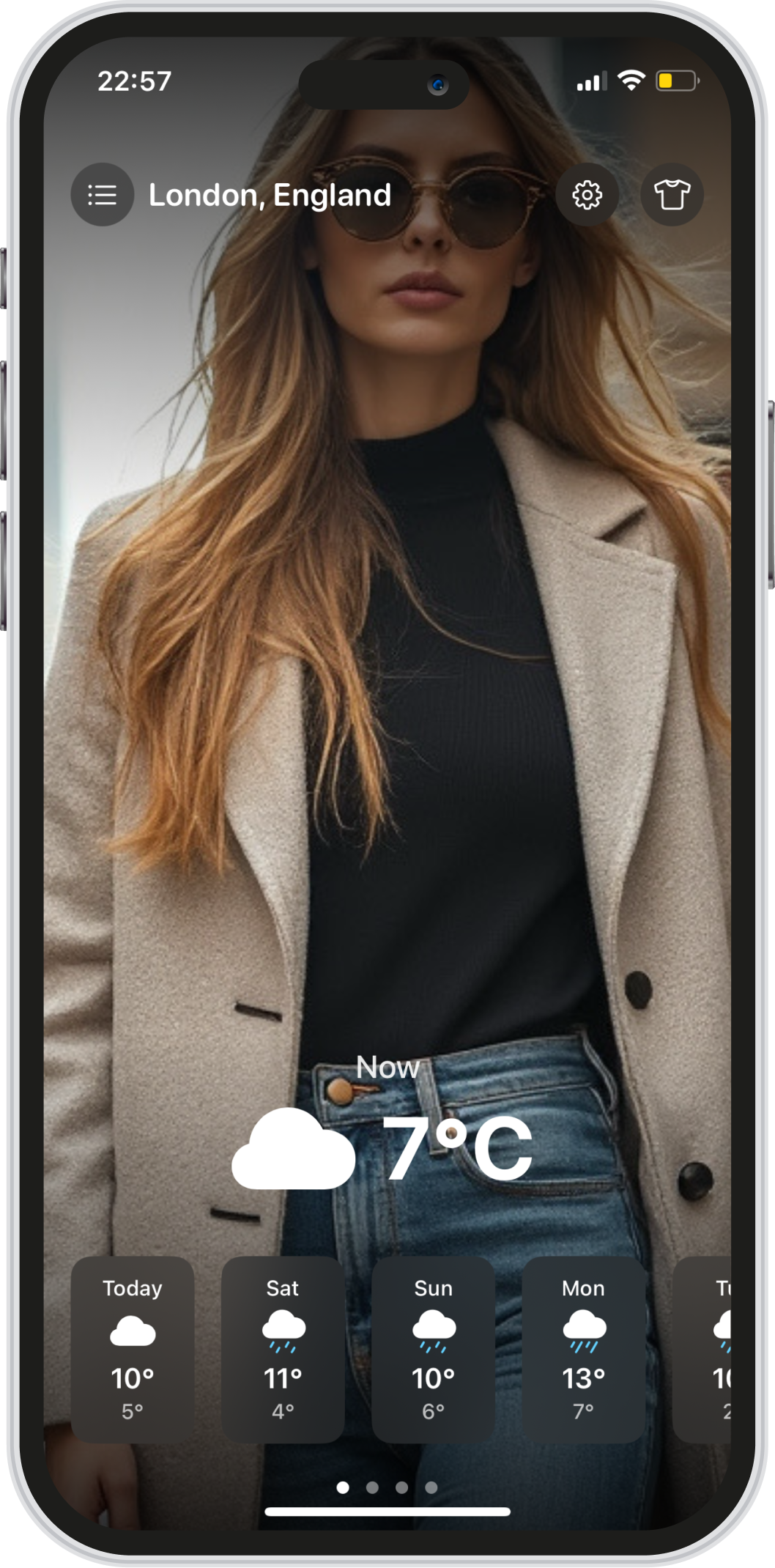 Weather & Outfit Planner App Interface